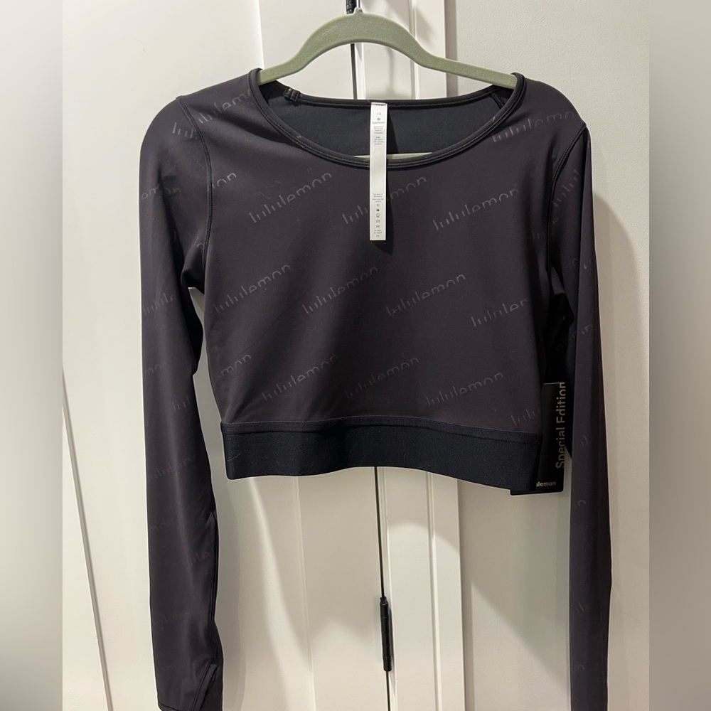 #1 Lululemon NWT Wunder Train Cropped Long Sleeve *Special Edition Black Sz 10 - Picture 6 of 10